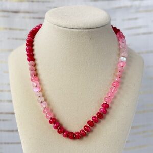 Pink + Red Beaded Necklace | NWT | Valentines | Boho | Layering Necklace